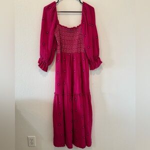 Elegant Pink Smocked Dress